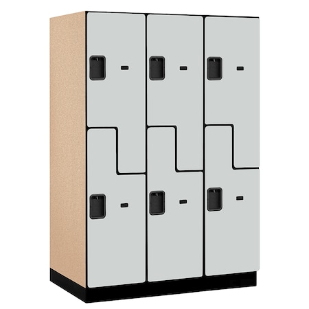 Salsbury Industries 2 Tier 'S' Designer Locker, 54"Wx76"Hx24"D, 6 Door, Gray 18-27364GRY